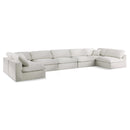  Manufacturer Color_Cream -- Serene 197" Cream Linen Textured Fabric Upholstered Deluxe Comfort 7 pc Modular Sectional IMAGE 1