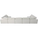  Manufacturer Color_Cream -- Serene 197" Cream Linen Textured Fabric Upholstered Deluxe Comfort 7 pc Modular Sectional IMAGE 4
