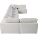  Manufacturer Color_Cream -- Serene 197" Cream Linen Textured Fabric Upholstered Deluxe Comfort 7 pc Modular Sectional IMAGE 5