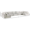  Manufacturer Color_Cream -- Serene 197" Cream Linen Textured Fabric Upholstered Deluxe Comfort 7 pc Modular Sectional IMAGE 9