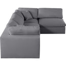  Manufacturer Color_Grey -- Serene 119" Grey Linen Textured Fabric Upholstered Deluxe Comfort 4 pc Modular Sectional IMAGE 10