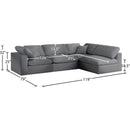  Manufacturer Color_Grey -- Serene 119" Grey Linen Textured Fabric Upholstered Deluxe Comfort 4 pc Modular Sectional IMAGE 14