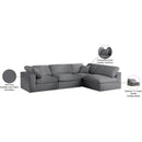  Manufacturer Color_Grey -- Serene 119" Grey Linen Textured Fabric Upholstered Deluxe Comfort 4 pc Modular Sectional IMAGE 15