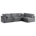  Manufacturer Color_Grey -- Serene 119" Grey Linen Textured Fabric Upholstered Deluxe Comfort 4 pc Modular Sectional IMAGE 1