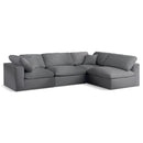  Manufacturer Color_Grey -- Serene 119" Grey Linen Textured Fabric Upholstered Deluxe Comfort 4 pc Modular Sectional IMAGE 1