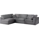  Manufacturer Color_Grey -- Serene 119" Grey Linen Textured Fabric Upholstered Deluxe Comfort 4 pc Modular Sectional IMAGE 2