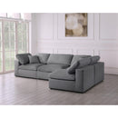  Manufacturer Color_Grey -- Serene 119" Grey Linen Textured Fabric Upholstered Deluxe Comfort 4 pc Modular Sectional IMAGE 4