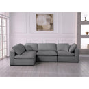  Manufacturer Color_Grey -- Serene 119" Grey Linen Textured Fabric Upholstered Deluxe Comfort 4 pc Modular Sectional IMAGE 5