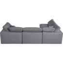  Manufacturer Color_Grey -- Serene 119" Grey Linen Textured Fabric Upholstered Deluxe Comfort 4 pc Modular Sectional IMAGE 7
