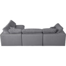  Manufacturer Color_Grey -- Serene 119" Grey Linen Textured Fabric Upholstered Deluxe Comfort 4 pc Modular Sectional IMAGE 8