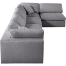  Manufacturer Color_Grey -- Serene 158" Grey Linen Textured Fabric Upholstered Deluxe Comfort 5 pc Modular Sectional IMAGE 10