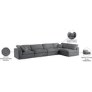  Manufacturer Color_Grey -- Serene 158" Grey Linen Textured Fabric Upholstered Deluxe Comfort 5 pc Modular Sectional IMAGE 15