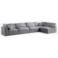  Manufacturer Color_Grey -- Serene 158" Grey Linen Textured Fabric Upholstered Deluxe Comfort 5 pc Modular Sectional IMAGE 1