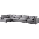  Manufacturer Color_Grey -- Serene 158" Grey Linen Textured Fabric Upholstered Deluxe Comfort 5 pc Modular Sectional IMAGE 2