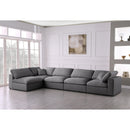  Manufacturer Color_Grey -- Serene 158" Grey Linen Textured Fabric Upholstered Deluxe Comfort 5 pc Modular Sectional IMAGE 3