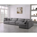  Manufacturer Color_Grey -- Serene 158" Grey Linen Textured Fabric Upholstered Deluxe Comfort 5 pc Modular Sectional IMAGE 4