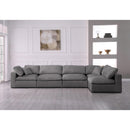  Manufacturer Color_Grey -- Serene 158" Grey Linen Textured Fabric Upholstered Deluxe Comfort 5 pc Modular Sectional IMAGE 5
