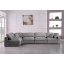  Manufacturer Color_Grey -- Serene 158" Grey Linen Textured Fabric Upholstered Deluxe Comfort 5 pc Modular Sectional IMAGE 6