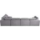  Manufacturer Color_Grey -- Serene 158" Grey Linen Textured Fabric Upholstered Deluxe Comfort 5 pc Modular Sectional IMAGE 8