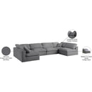  Manufacturer Color_Grey -- Serene 158" Grey Linen Textured Fabric Upholstered Deluxe Comfort 6 pc Modular Sectional IMAGE 10