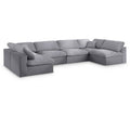  Manufacturer Color_Grey -- Serene 158" Grey Linen Textured Fabric Upholstered Deluxe Comfort 6 pc Modular Sectional IMAGE 1