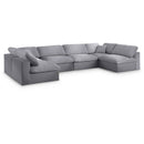  Manufacturer Color_Grey -- Serene 158" Grey Linen Textured Fabric Upholstered Deluxe Comfort 6 pc Modular Sectional IMAGE 1