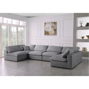  Manufacturer Color_Grey -- Serene 158" Grey Linen Textured Fabric Upholstered Deluxe Comfort 6 pc Modular Sectional IMAGE 2