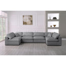  Manufacturer Color_Grey -- Serene 158" Grey Linen Textured Fabric Upholstered Deluxe Comfort 6 pc Modular Sectional IMAGE 3