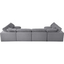  Manufacturer Color_Grey -- Serene 158" Grey Linen Textured Fabric Upholstered Deluxe Comfort 6 pc Modular Sectional IMAGE 4