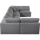  Manufacturer Color_Grey -- Serene 158" Grey Linen Textured Fabric Upholstered Deluxe Comfort 6 pc Modular Sectional IMAGE 5
