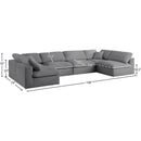  Manufacturer Color_Grey -- Serene 158" Grey Linen Textured Fabric Upholstered Deluxe Comfort 6 pc Modular Sectional IMAGE 9