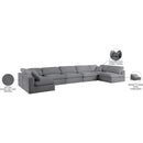 Manufacturer Color_Grey -- Serene 197" Grey Linen Textured Fabric Upholstered Deluxe Comfort 7 pc Modular Sectional IMAGE 10