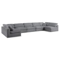  Manufacturer Color_Grey -- Serene 197" Grey Linen Textured Fabric Upholstered Deluxe Comfort 7 pc Modular Sectional IMAGE 1