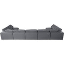  Manufacturer Color_Grey -- Serene 197" Grey Linen Textured Fabric Upholstered Deluxe Comfort 7 pc Modular Sectional IMAGE 4