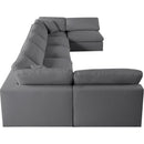  Manufacturer Color_Grey -- Serene 197" Grey Linen Textured Fabric Upholstered Deluxe Comfort 7 pc Modular Sectional IMAGE 5