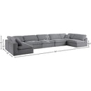  Manufacturer Color_Grey -- Serene 197" Grey Linen Textured Fabric Upholstered Deluxe Comfort 7 pc Modular Sectional IMAGE 9