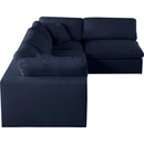  Manufacturer Color_Navy -- Serene 119" Navy Linen Textured Fabric Upholstered Deluxe Comfort 4 pc Modular Sectional IMAGE 10