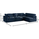  Manufacturer Color_Navy -- Serene 119" Navy Linen Textured Fabric Upholstered Deluxe Comfort 4 pc Modular Sectional IMAGE 14