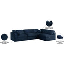  Manufacturer Color_Navy -- Serene 119" Navy Linen Textured Fabric Upholstered Deluxe Comfort 4 pc Modular Sectional IMAGE 15