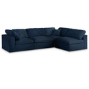  Manufacturer Color_Navy -- Serene 119" Navy Linen Textured Fabric Upholstered Deluxe Comfort 4 pc Modular Sectional IMAGE 1