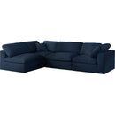  Manufacturer Color_Navy -- Serene 119" Navy Linen Textured Fabric Upholstered Deluxe Comfort 4 pc Modular Sectional IMAGE 2