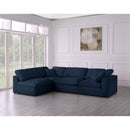  Manufacturer Color_Navy -- Serene 119" Navy Linen Textured Fabric Upholstered Deluxe Comfort 4 pc Modular Sectional IMAGE 3