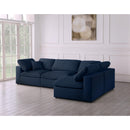 Manufacturer Color_Navy -- Serene 119" Navy Linen Textured Fabric Upholstered Deluxe Comfort 4 pc Modular Sectional IMAGE 4