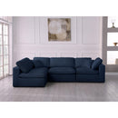  Manufacturer Color_Navy -- Serene 119" Navy Linen Textured Fabric Upholstered Deluxe Comfort 4 pc Modular Sectional IMAGE 5
