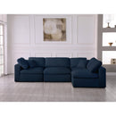  Manufacturer Color_Navy -- Serene 119" Navy Linen Textured Fabric Upholstered Deluxe Comfort 4 pc Modular Sectional IMAGE 6