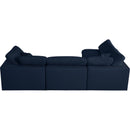  Manufacturer Color_Navy -- Serene 119" Navy Linen Textured Fabric Upholstered Deluxe Comfort 4 pc Modular Sectional IMAGE 7