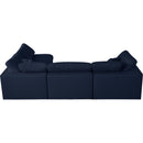  Manufacturer Color_Navy -- Serene 119" Navy Linen Textured Fabric Upholstered Deluxe Comfort 4 pc Modular Sectional IMAGE 8
