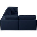 Manufacturer Color_Navy -- Serene 119" Navy Linen Textured Fabric Upholstered Deluxe Comfort 4 pc Modular Sectional IMAGE 9