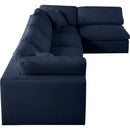  Manufacturer Color_Navy -- Serene 158" Navy Linen Textured Fabric Upholstered Deluxe Comfort 5 pc Modular Sectional IMAGE 10