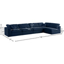  Manufacturer Color_Navy -- Serene 158" Navy Linen Textured Fabric Upholstered Deluxe Comfort 5 pc Modular Sectional IMAGE 14